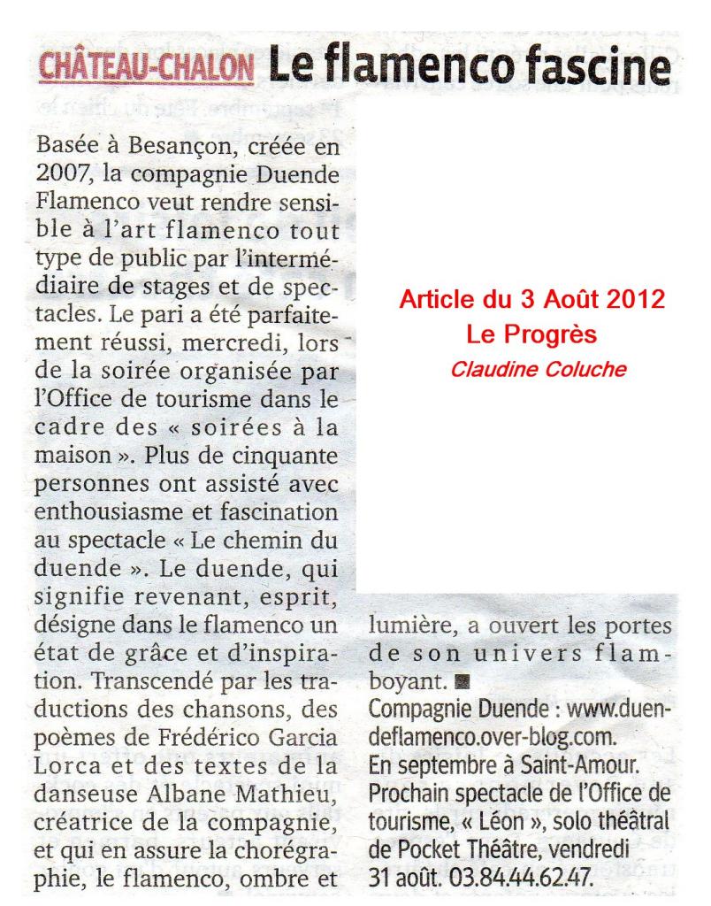 Article Le Progrès Chemin Duende Château Chalon 010812