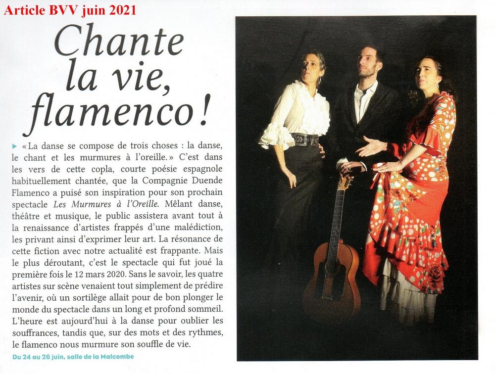 Article bvv juin 2021 les murmures a l oreille duende flamenco