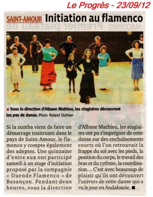 Article le progres 230912 decouverte flamenco st amour