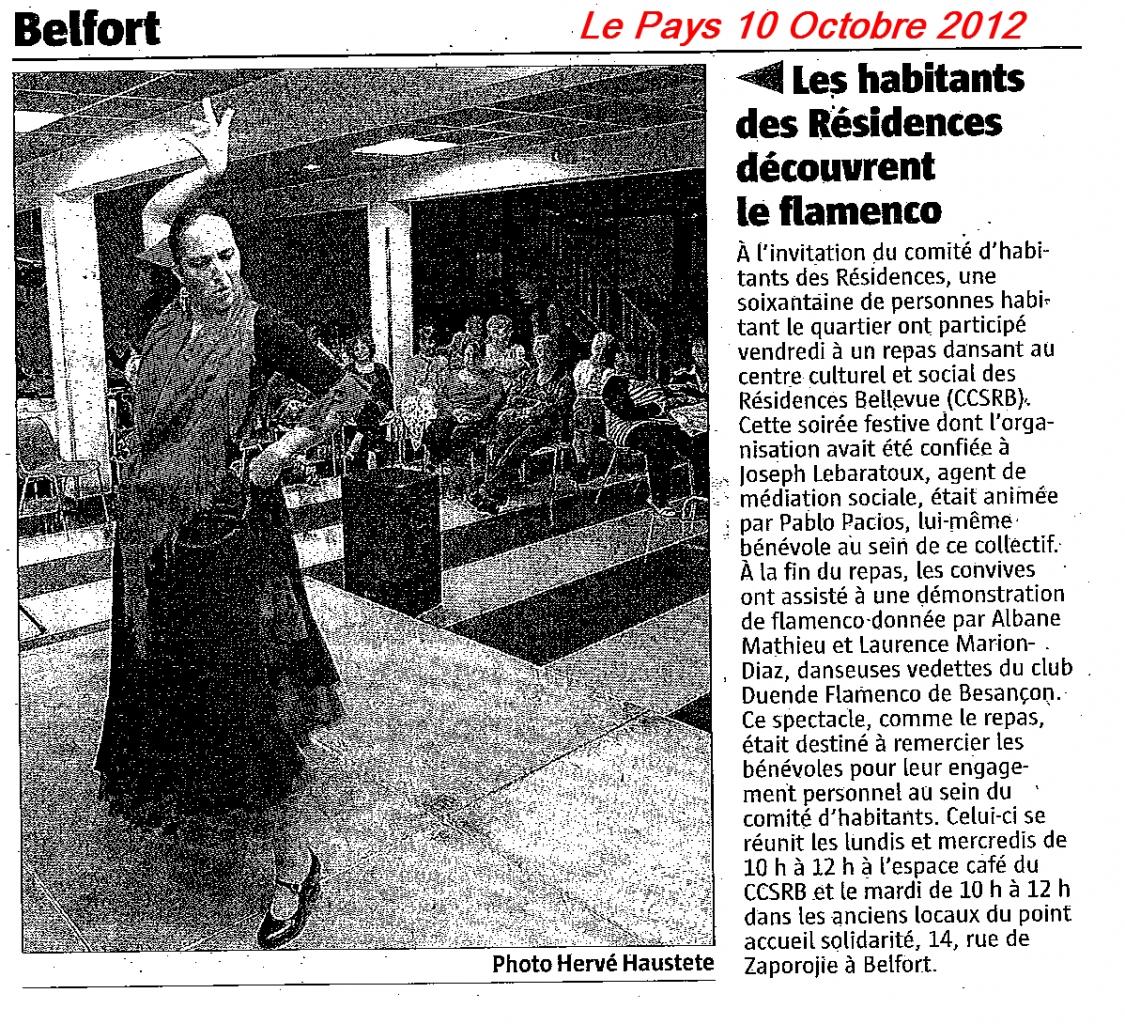 Article Le Pays 101012 Danse CCSRB Belfort